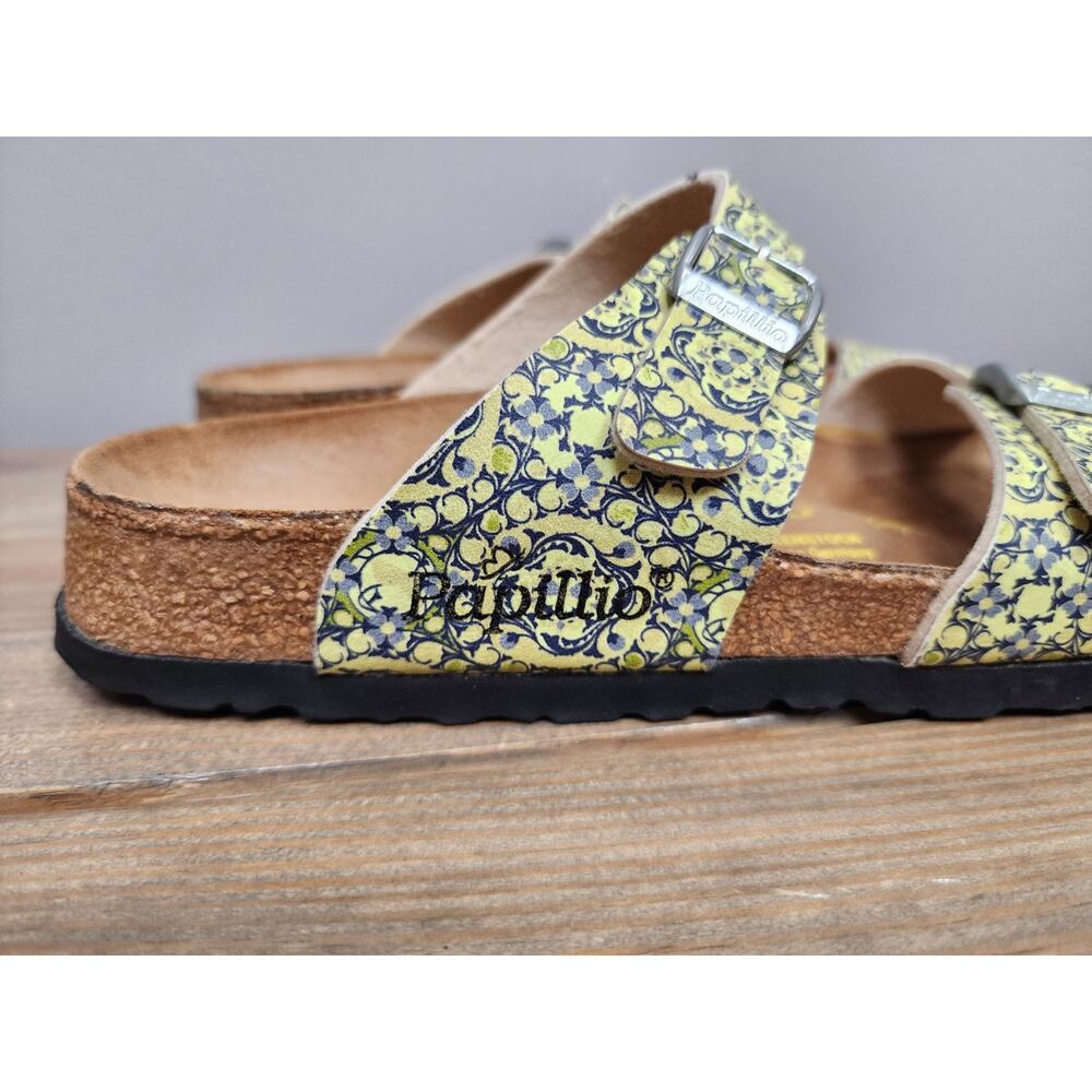 Birkenstock Papillio Navy & Chamomile Kaleidoscope Sydney Two Strap Slide L6 M4 - Picture 2 of 7
